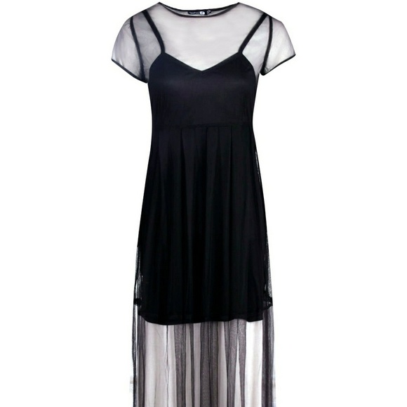 Boutique Embroidered Hem Mesh Maxi Dress - Picture 3 of 5
